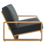 Lirienne Outdoor Patio Aluminum Faux Wood Loveseat - Image 5