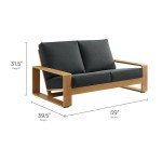 Lirienne Outdoor Patio Aluminum Faux Wood Loveseat - Image 4