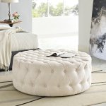 Amour Upholstered Fabric Ottoman - Image 11