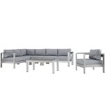 Shore 6 Piece Outdoor Patio Aluminum Sectional Sofa Set - Image 8