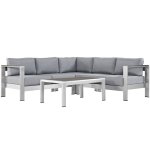 Shore 4 Piece Outdoor Patio Aluminum Sectional Sofa Set - Image 7