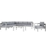 Shore 7 Piece Outdoor Patio Aluminum Sectional Sofa Set - Image 8
