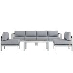 Shore 5 Piece Outdoor Patio Aluminum Sectional Sofa Set - Image 6