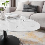 Lippa 48" Oval Faux Marble Coffee Table - Image 8