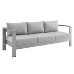 Shore Sunbrella® Fabric Aluminum Outdoor Patio Sofa - Image 8
