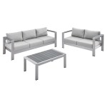 Shore 3 Piece Sunbrella® Fabric Outdoor Patio Aluminum Set - Image 14