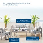 Shore 4 Piece Sunbrella® Fabric Outdoor Patio Aluminum Set - Image 3