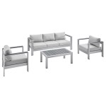 Shore 4 Piece Sunbrella® Fabric Outdoor Patio Aluminum Set - Image 15