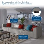 Mingle 4-Piece Vegan Leather Sectional Sofa - Image 12