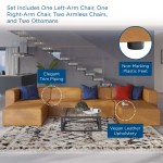 Mingle 4-Piece Vegan Leather Sofa and 2 Ottomans Set - Image 15