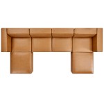 Mingle 4-Piece Vegan Leather Sofa and 2 Ottomans Set - Image 3