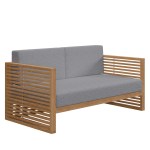Carlsbad Teak Wood Outdoor Patio Loveseat - Image 8