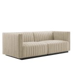 Conjure Channel Tufted Upholstered Fabric Loveseat - Image 2
