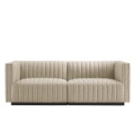 Conjure Channel Tufted Upholstered Fabric Loveseat - Image 4