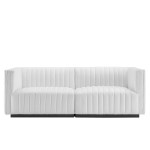 Conjure Channel Tufted Upholstered Fabric Loveseat - Image 26