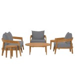 Brisbane 6-Piece Teak Wood Outdoor Patio Set - Image 14