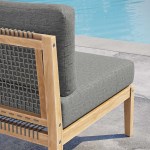 Clearwater Outdoor Patio Teak Wood Armless Chair - Image 2