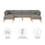 Clearwater 6-Piece Outdoor Patio Teak Wood Sectional Sofa - Image 3