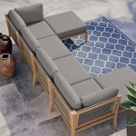Clearwater 6-Piece Outdoor Patio Teak Wood Sectional Sofa - Image 2