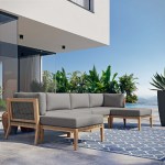 Clearwater 6-Piece Outdoor Patio Teak Wood Sectional Sofa