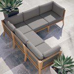 Clearwater 5-Piece Outdoor Patio Teak Wood Sectional Sofa - Image 2