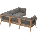 Clearwater 5-Piece Outdoor Patio Teak Wood Sectional Sofa - Image 10