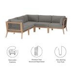 Clearwater 5-Piece Outdoor Patio Teak Wood Sectional Sofa - Image 3