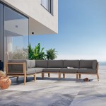Clearwater 6-Piece Outdoor Patio Teak Wood Sectional Sofa
