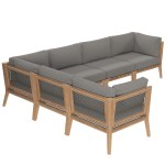 Clearwater 6-Piece Outdoor Patio Teak Wood Sectional Sofa - Image 10