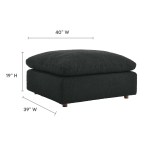 Commix Down Filled Overstuffed Boucle Fabric Ottoman - Image 4