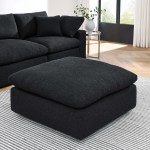 Commix Down Filled Overstuffed Boucle Fabric Ottoman - Image 8