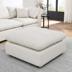 Commix Down Filled Overstuffed Boucle Fabric Ottoman - Image 16