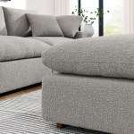 Commix Down Filled Overstuffed Boucle Fabric Ottoman - Image 25