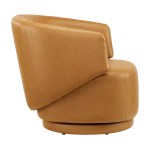 Celestia Vegan Leather Fabric and Wood Swivel Chair - Image 5