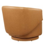 Celestia Vegan Leather Fabric and Wood Swivel Chair - Image 6