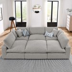 Commix 6-Piece Down Filled Overstuffed Boucle Fabric Sectional Sofa - Image 15