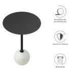 Aliza Round White Marble Side Table - Image 4