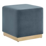 Tilden 17" Square Performance Velvet Upholstered Ottoman - Image 11