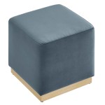 Tilden 17" Square Performance Velvet Upholstered Ottoman - Image 15