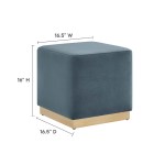 Tilden 17" Square Performance Velvet Upholstered Ottoman - Image 12