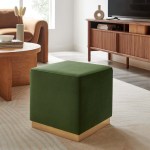 Tilden 17" Square Performance Velvet Upholstered Ottoman - Image 26