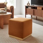 Tilden 17" Square Performance Velvet Upholstered Ottoman - Image 35