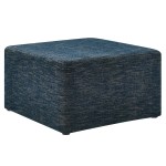 Callum Large 28" Square Woven Heathered Fabric Upholstered Ottoman - Image 2