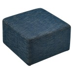 Callum Large 28" Square Woven Heathered Fabric Upholstered Ottoman - Image 6