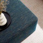 Callum Large 28" Square Woven Heathered Fabric Upholstered Ottoman - Image 10