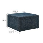 Callum Large 28" Square Woven Heathered Fabric Upholstered Ottoman - Image 4