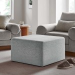 Callum Large 28" Square Woven Heathered Fabric Upholstered Ottoman - Image 26