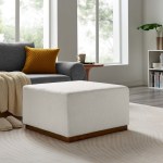 Tilden Large 28" Square Boucle Upholstered Ottoman - Image 9