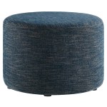 Callum Large 23" Round Woven Heathered Fabric Upholstered Ottoman - Image 2