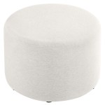 Callum Large 23" Round Woven Heathered Fabric Upholstered Ottoman - Image 13